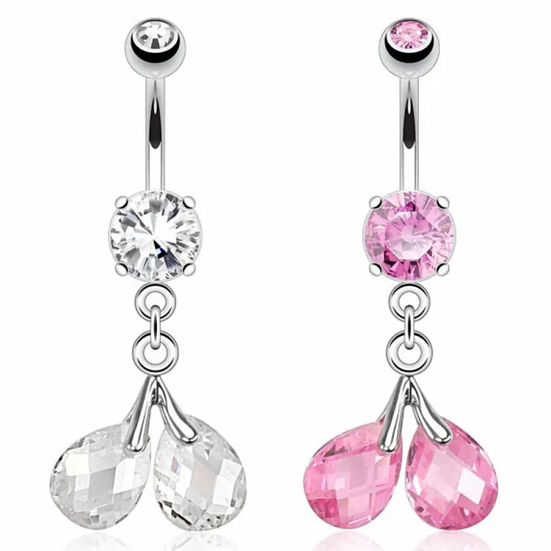 Piercing nombril cerise pierres