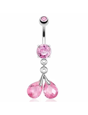 Piercing nombril cerise pierres