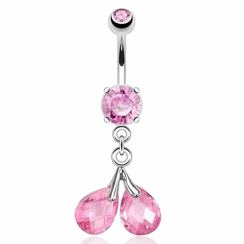 Piercing nombril cerise pierres