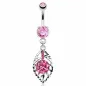 Piercing nombril feuille pierre zircon