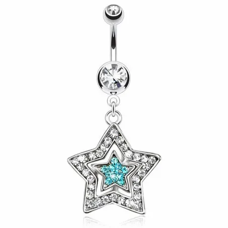 Piercing nombril étoile turquoise