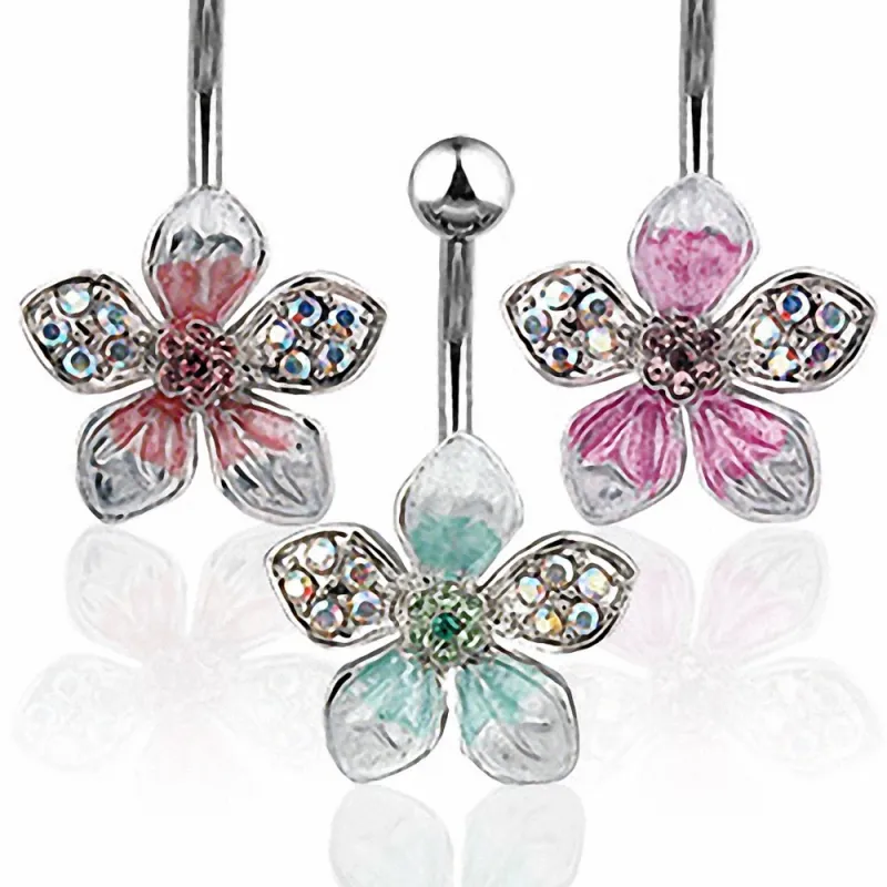 Piercing nombril fleur tropicale