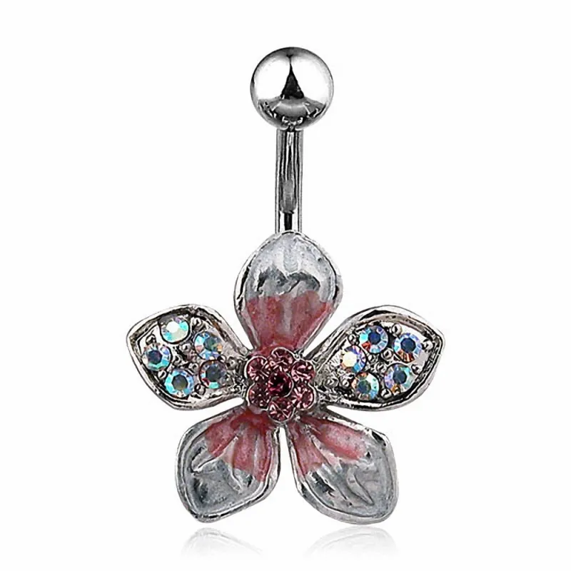 Piercing nombril fleur tropicale