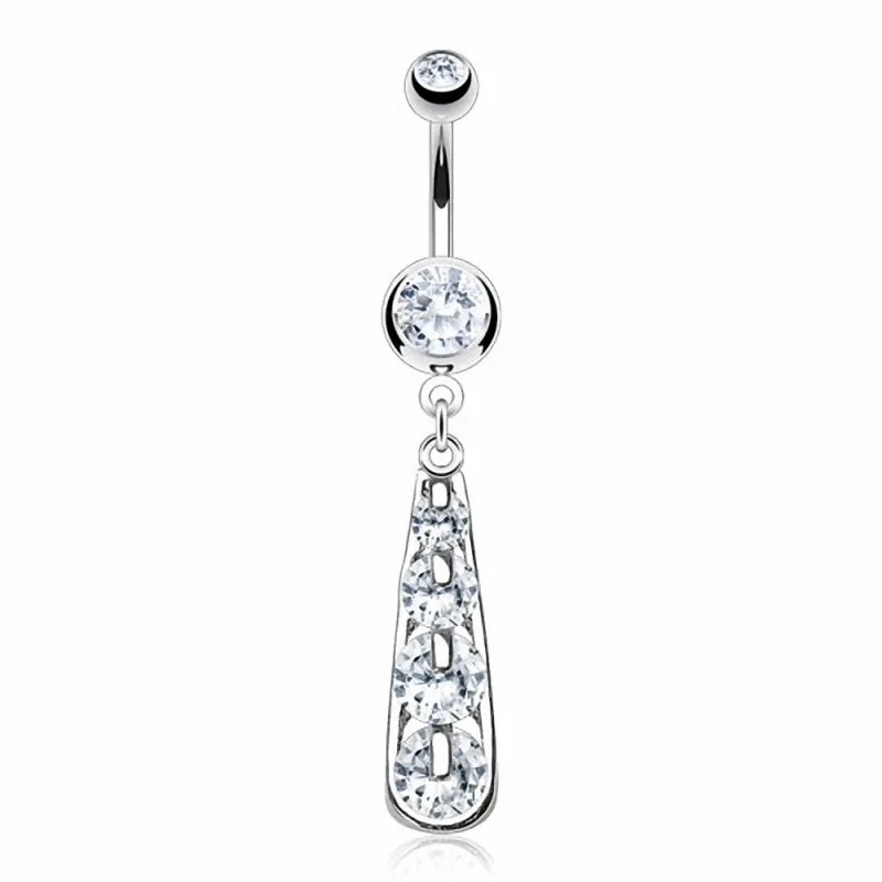 Piercing nombril pendentif 4 gemmes