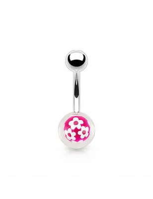 Piercing nombril boule fleurs