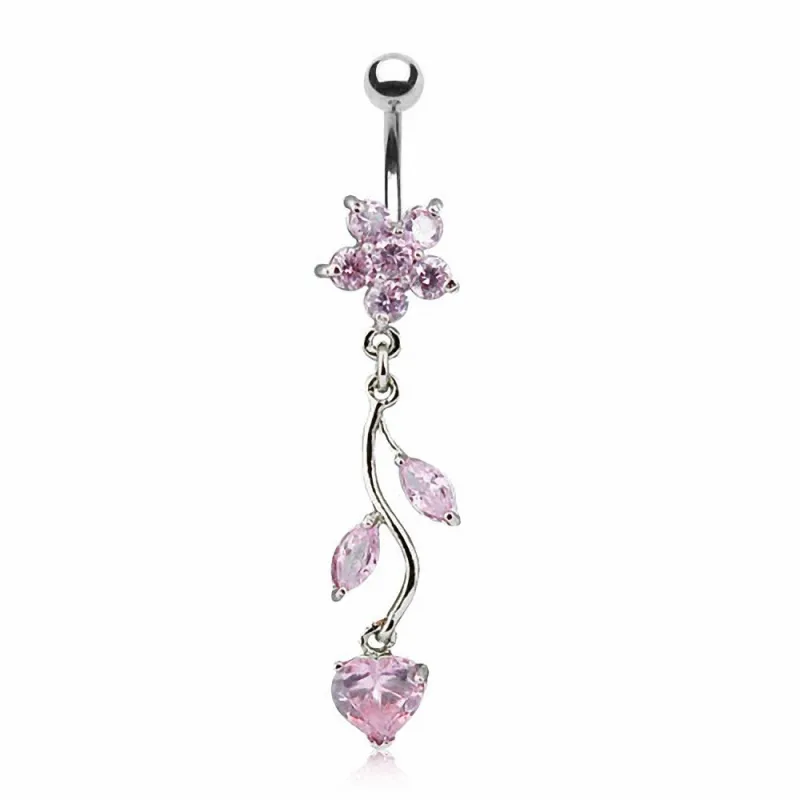 Piercing nombril vigne fleur