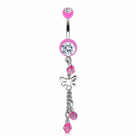 Piercing nombril paillettes papillon