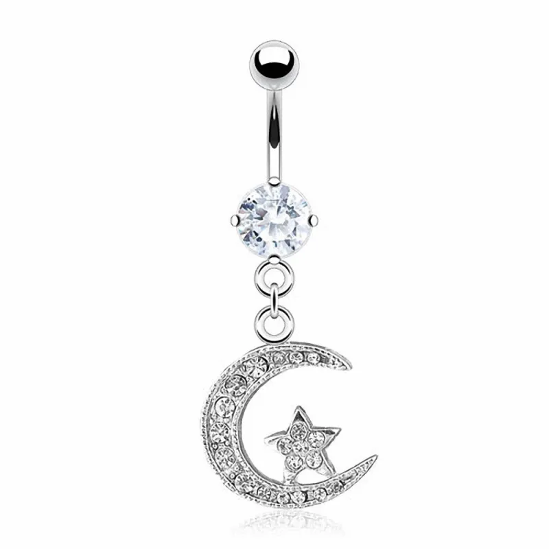 Piercing nombril lune et étoile