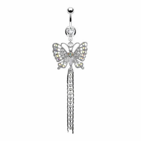 Piercing nombril papillon strass chaine