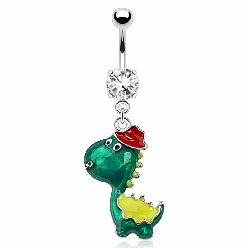 Piercing nombril dinosaure chapeau