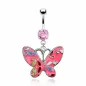 Piercing nombril pendentif papillon moustache