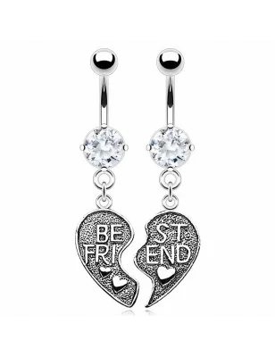 Paire de Piercing nombril coeur "Best Friend" 