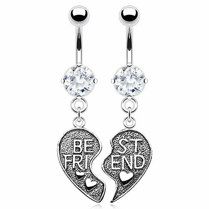 Paire de Piercing nombril coeur "Best Friend" 