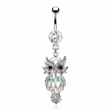 Piercing nombril pendentif hibou