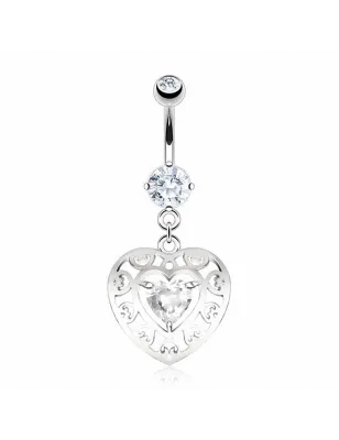 Piercing nombril coeur zircon