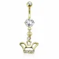 Piercing nombril plaqué or pendentif couronne