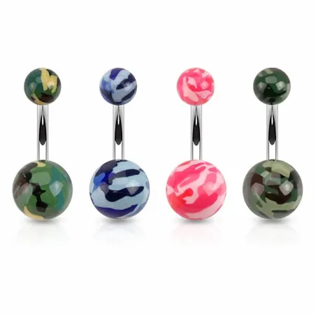 Piercing nombril acrylique camouflage