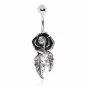 Piercing nombril rose feuilles