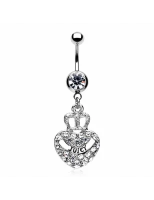 Piercing nombril pendentif coeur couronne