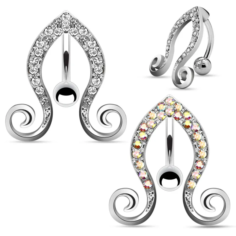 Piercing nombril inversé vigne strass