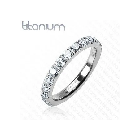 Bague en Titane solide sertie de gemmes  - Bague homme et femme en titane