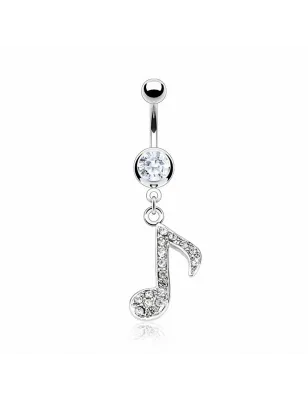 Piercing nombril note de musique strass