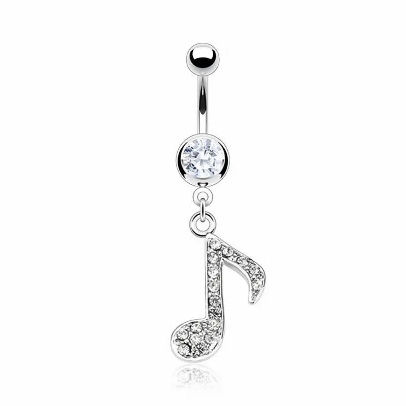 Piercing nombril note de musique strass