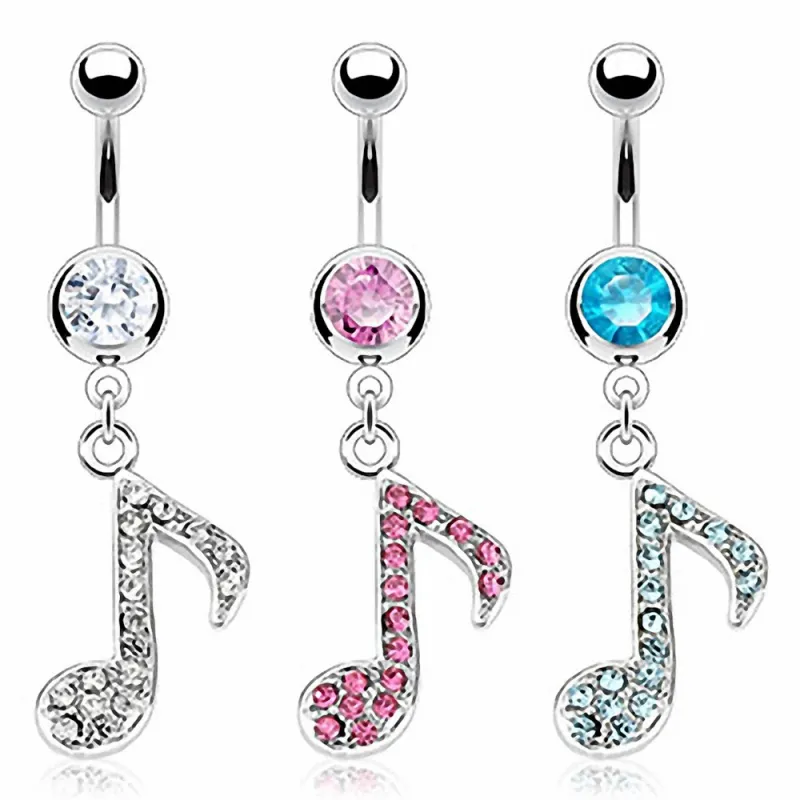 Piercing nombril note de musique strass