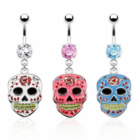 Piercing nombril sugar skull