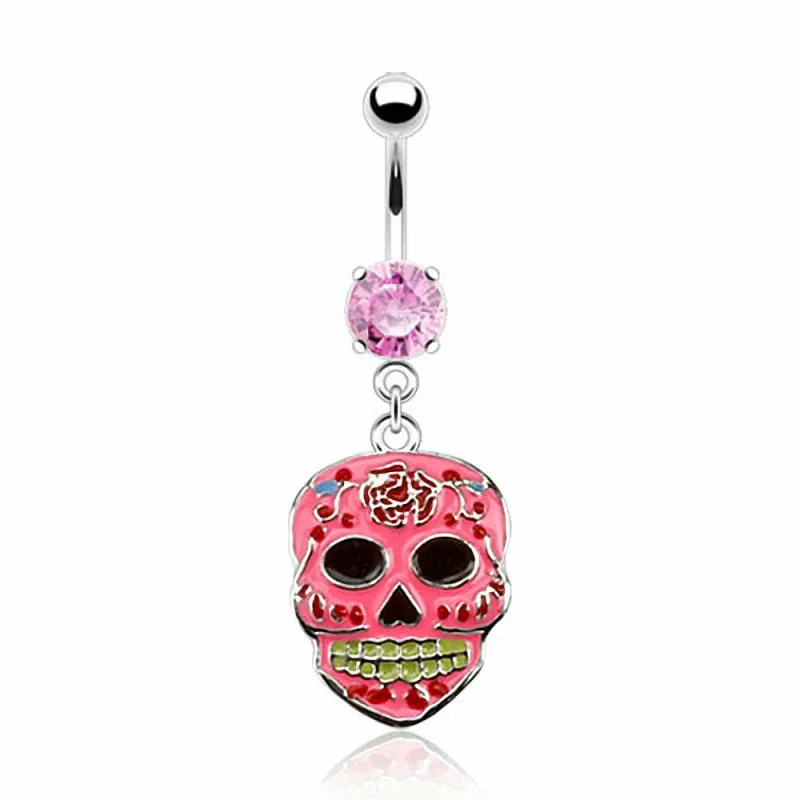 Piercing nombril sugar skull