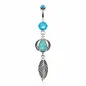 Piercing nombril feuille turquoise