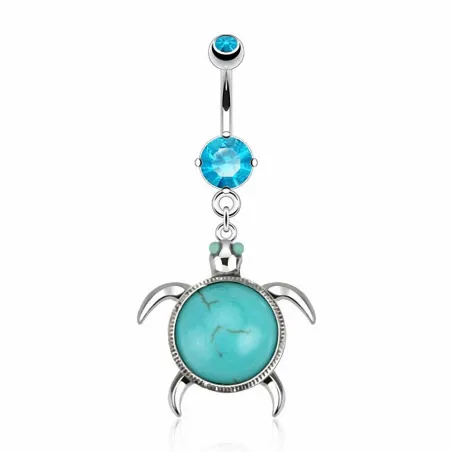 Piercing nombril tortue turquoise