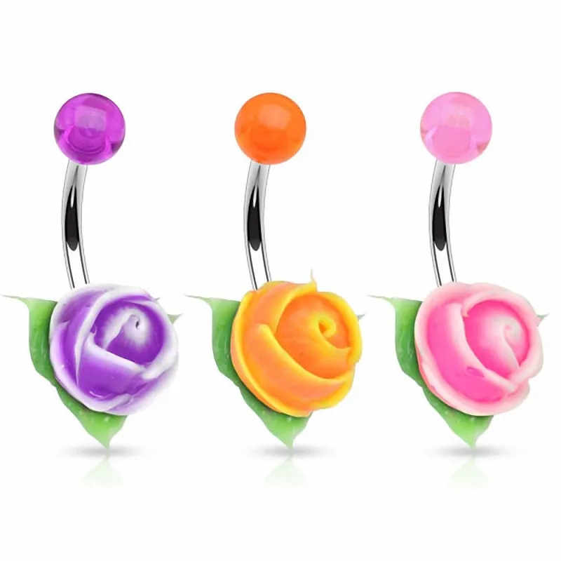 Piercing nombril rose silicone bicolore