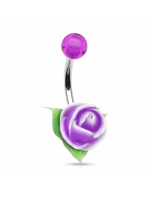 Piercing nombril rose silicone bicolore