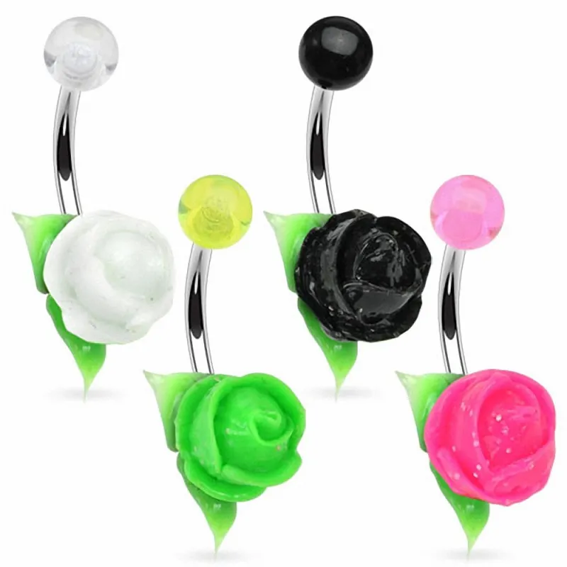 Piercing nombril rose silicone