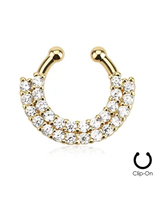 Faux piercing septum doré pavé strass