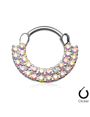 Piercing septum rond double rangée strass