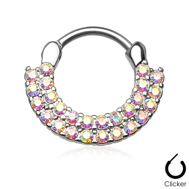 Piercing septum rond double rangée strass