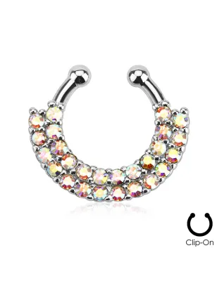 Faux piercing septum double rangée de strass