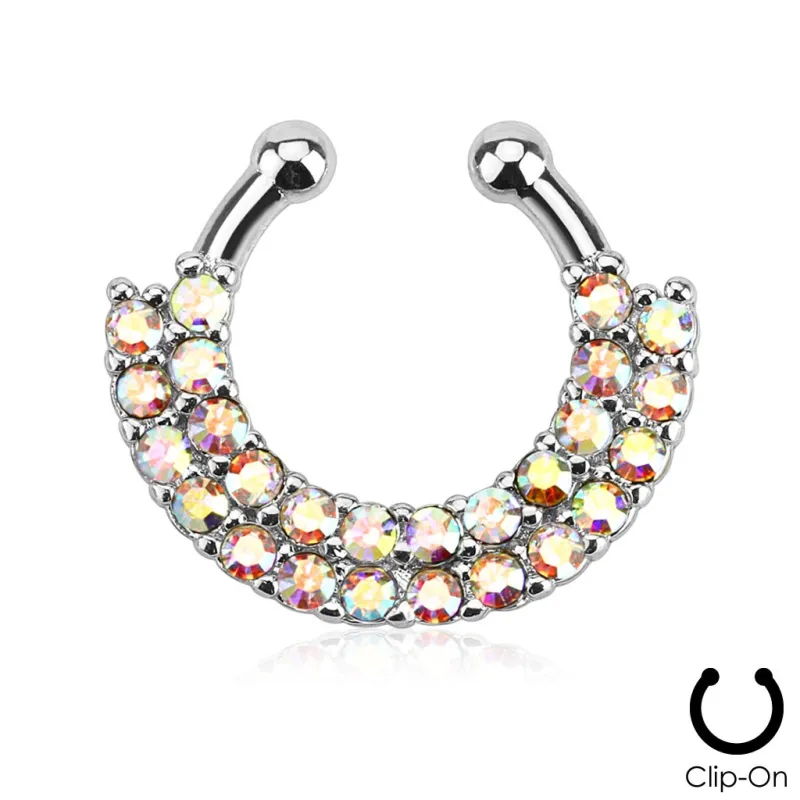 Faux piercing septum double rangée de strass