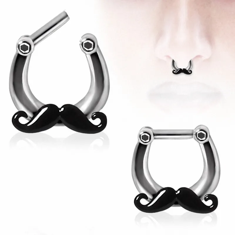 Piercing septum acier moustache