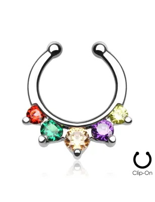 Faux piercing septum 5 strass