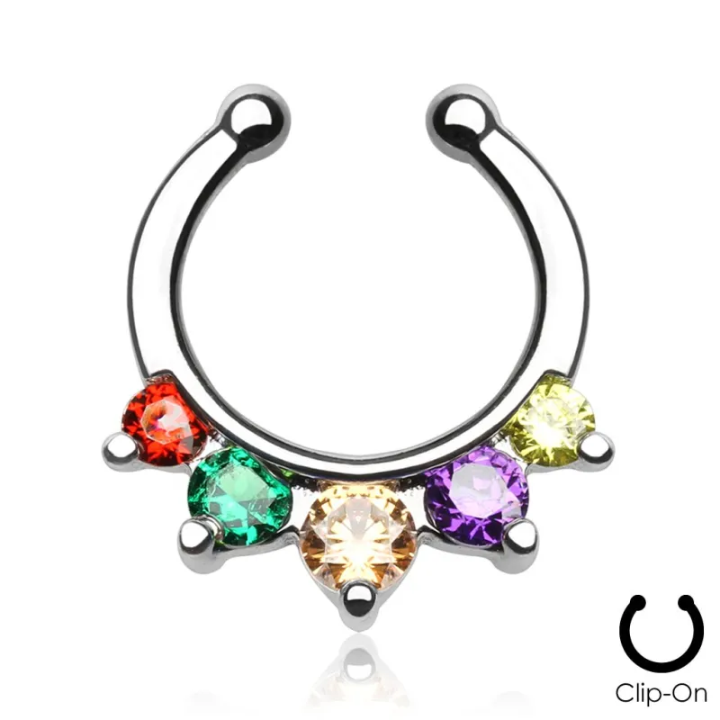 Faux piercing septum 5 strass