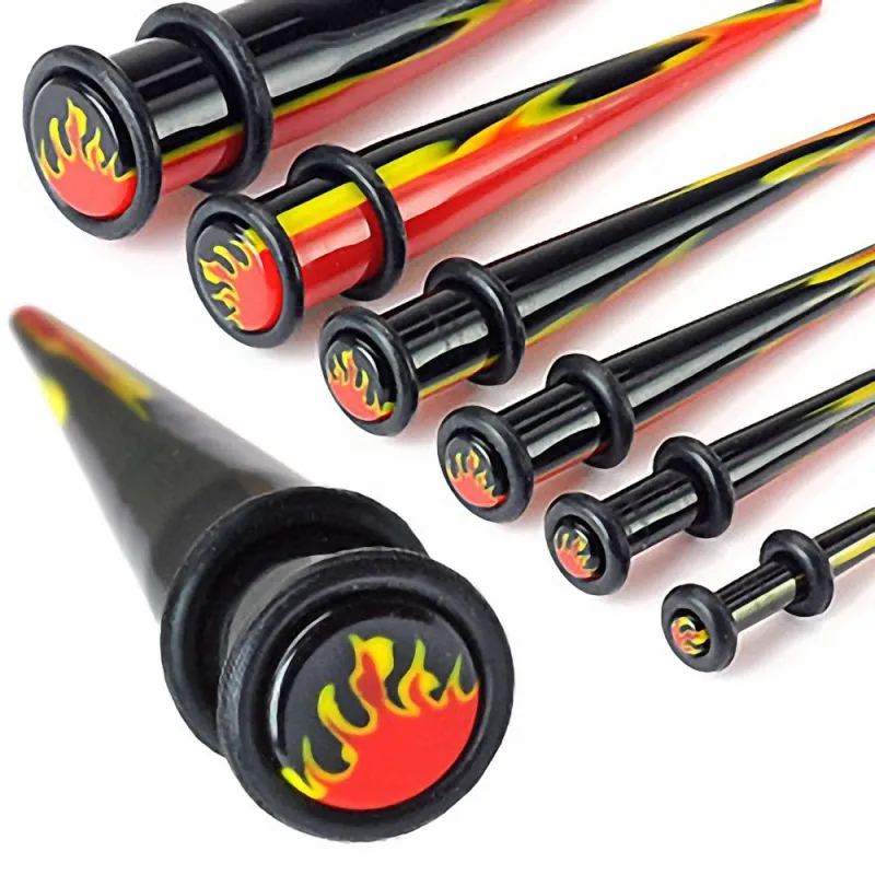 Ecarteur Oreille Acrylique UV Flammes