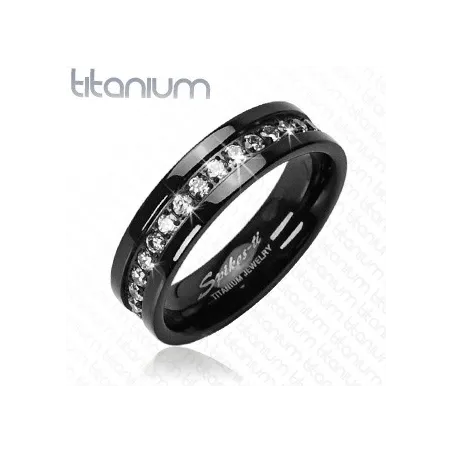 Bague titane solide Noire Multiples Gemmes - Bague homme et femme en titane