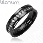 Bague titane solide Noire Multiples Gemmes