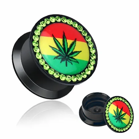 Piercing Plug Acrylique Jamaïque Cannabis 