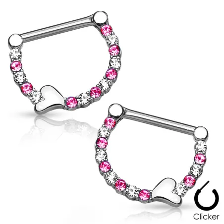 Paire de piercing téton crystal coeur