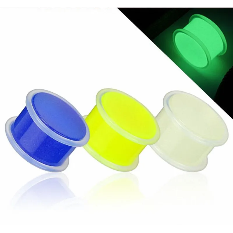 Piercing Plug Acrylique Glow in The Dark avec anneaux