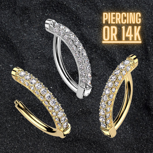 Piercings pour nombril, nez et oreille, en or 14 carats